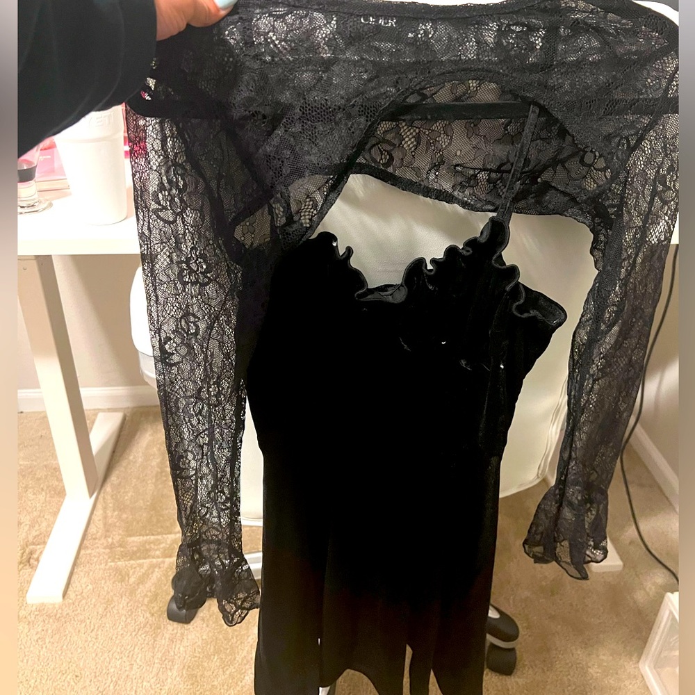 Velvet Mini Dress & Mesh Top